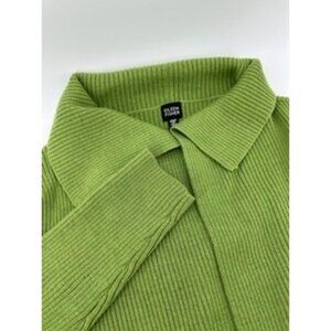Eileen Fisher Merino Wool Ribbed Cardigan Open Front Jacket Green XL